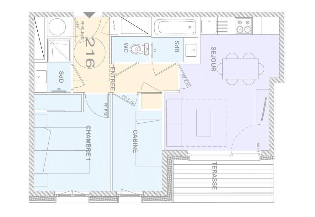 Appartement Beaufort 2 pièce(s) 40.86 m2