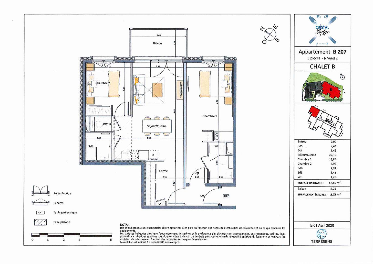 Appartement Saint-chaffrey 3 pièce(s) 64.80 m2
