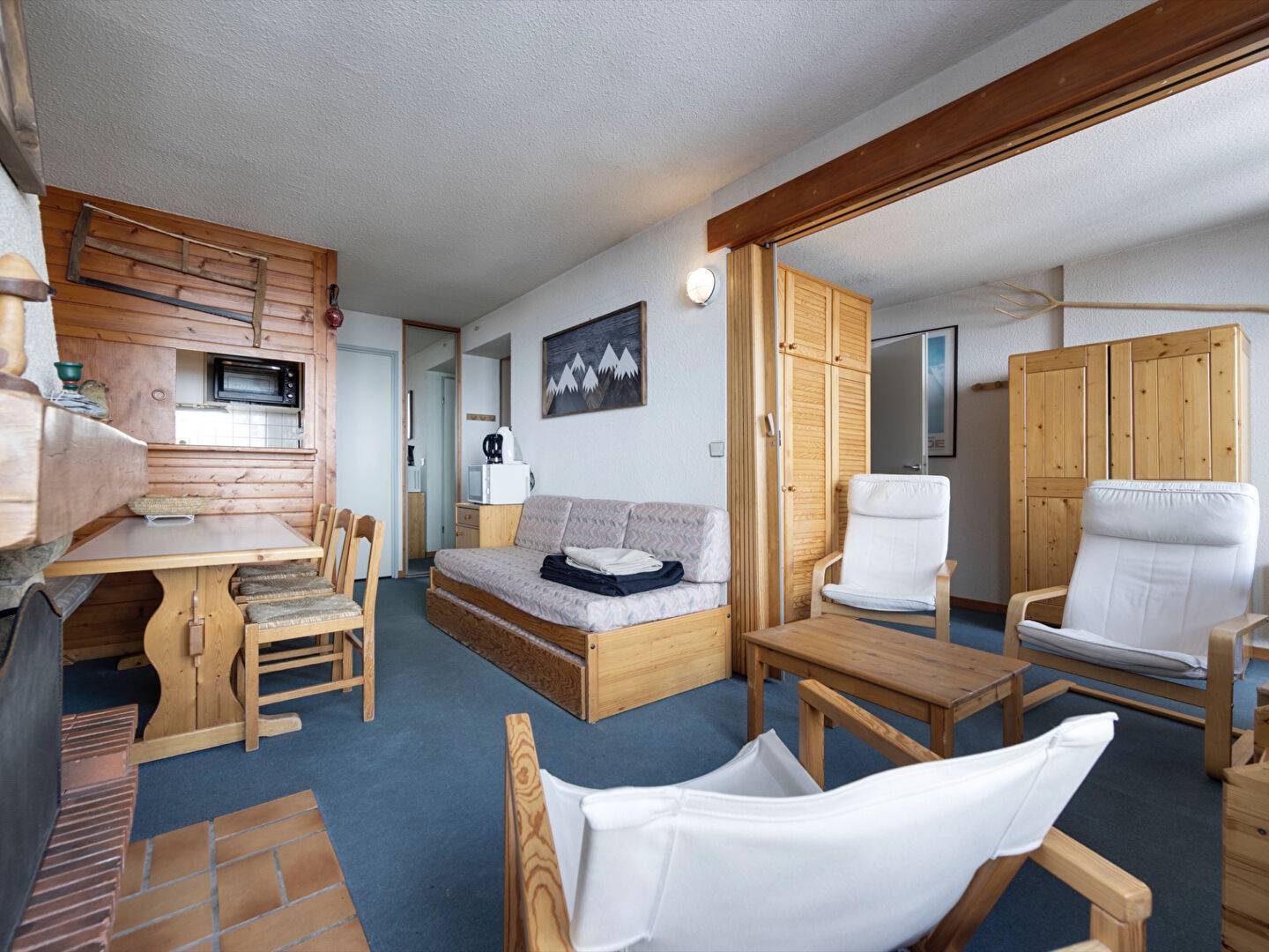 Appartement 3 pièces, dernier étage avec cheminée