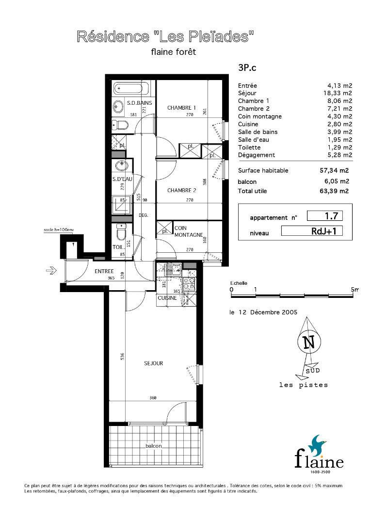 3 PIECES CABINE SUD avec BALCON et PARKING COUVERT