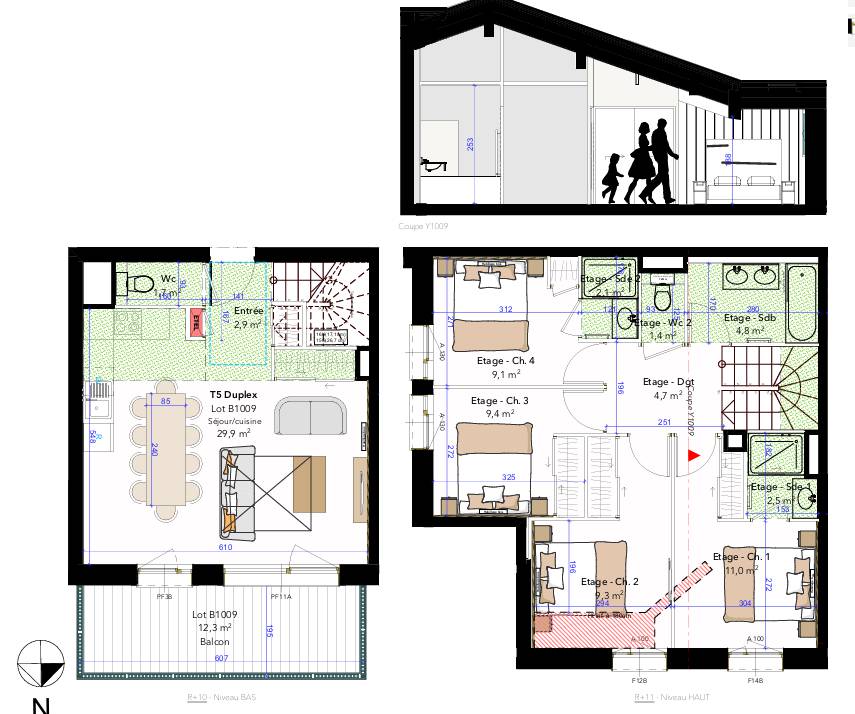 Appartement  d'exception PLAGNE MONTALBERT 5 pièces 88..8 m2