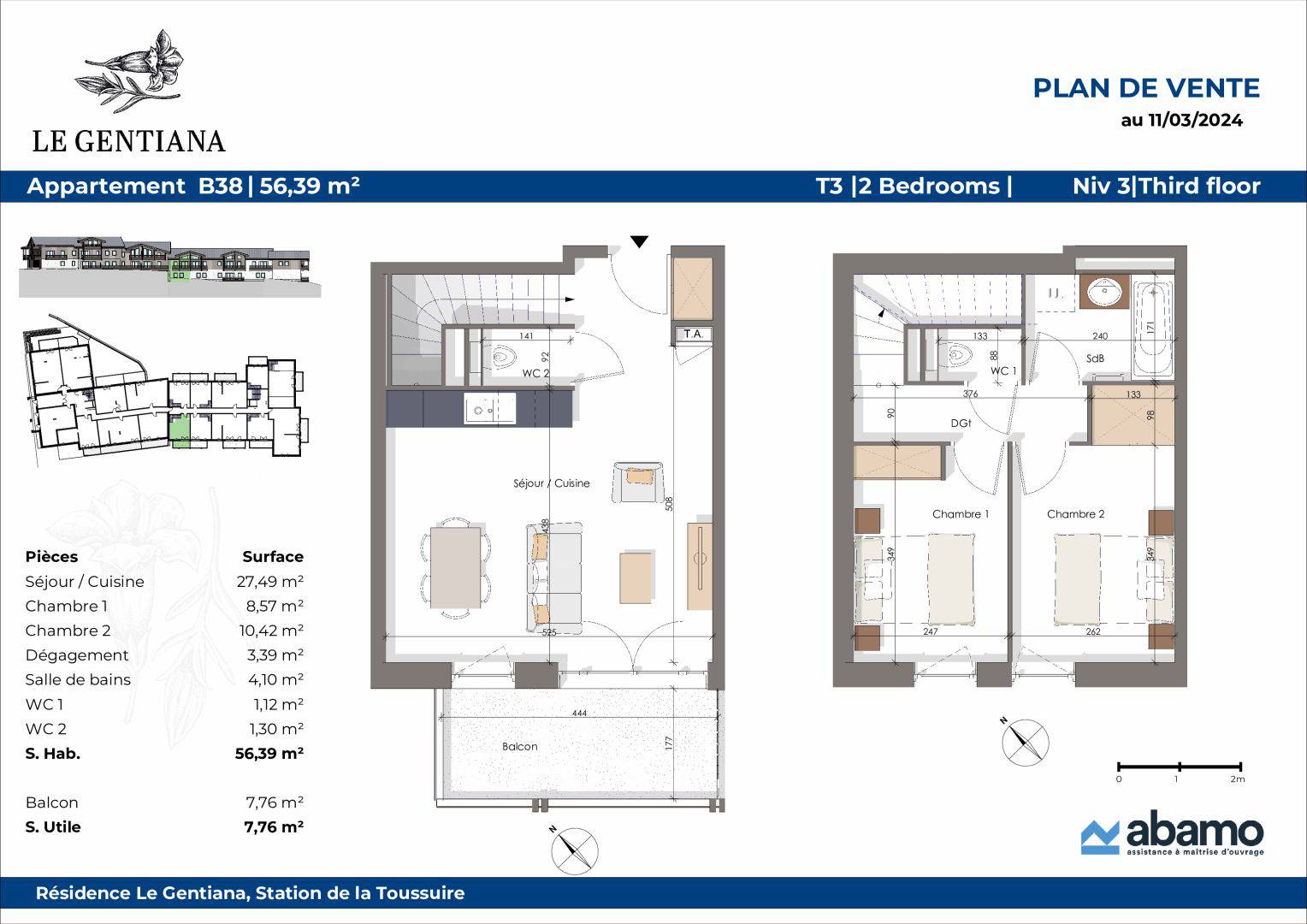 APPARTEMENT T3 PENTHOUSE - 2 CHAMBRES - Réf G3P-B38