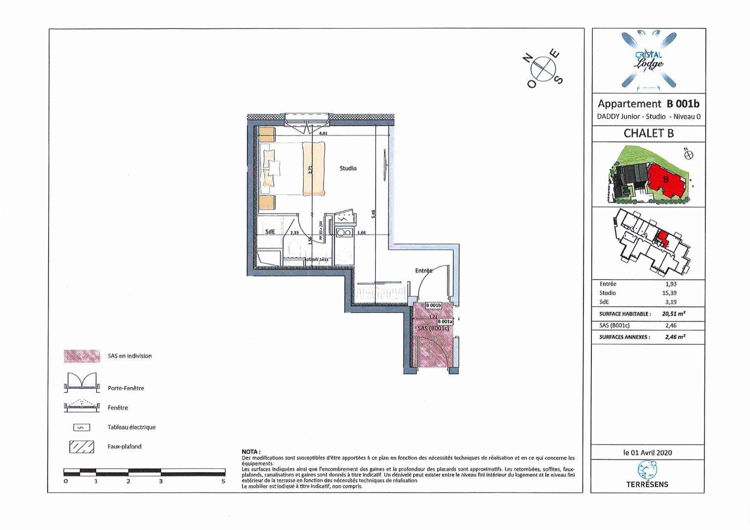 Studio de 20,51 m² / Résidence haut de gamme avec parking à  Chantemerle